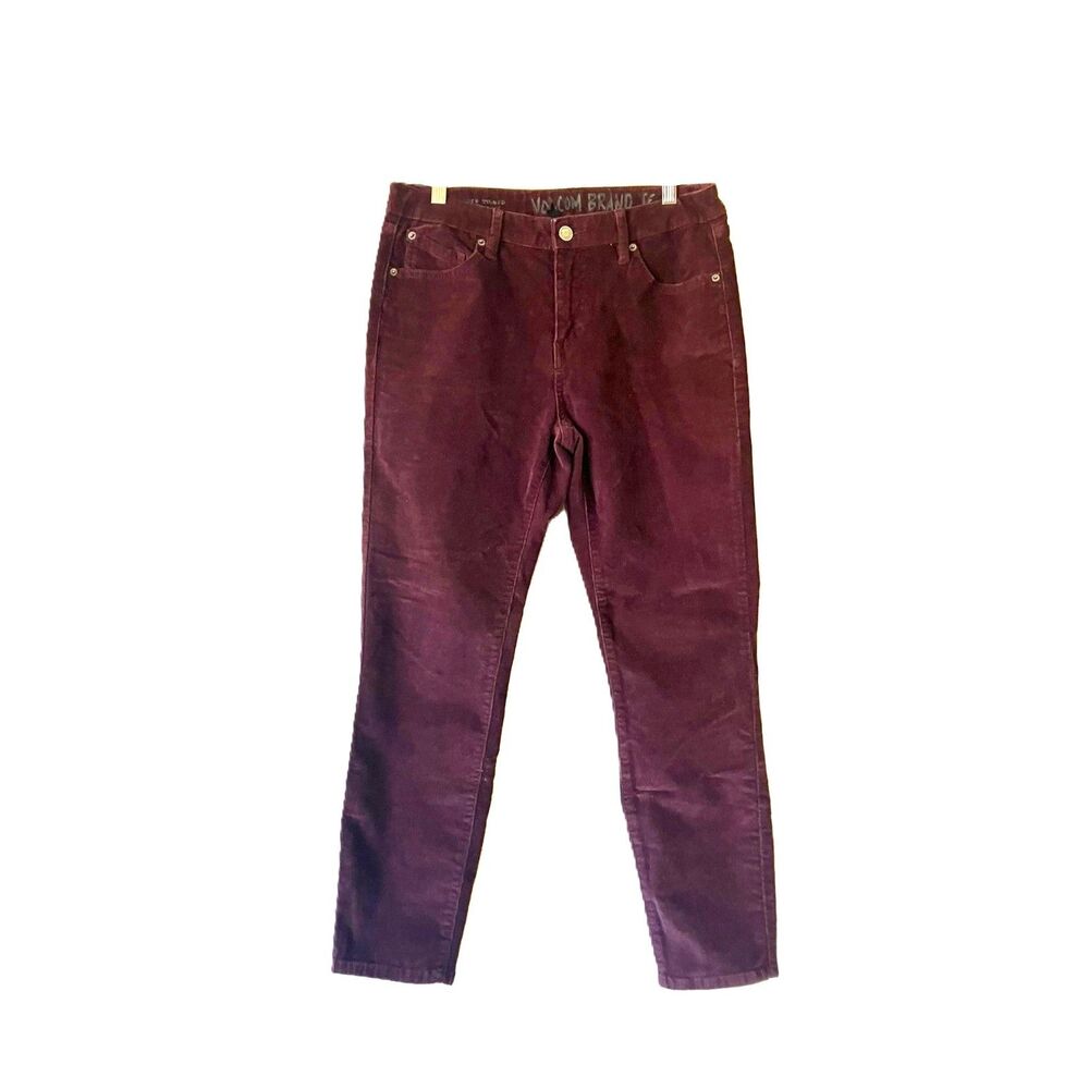 Volcom Super Stoned Skinny Ankle Corduroy Pants Burgundy Womens 11/31